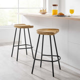 Minimalist Mango Wood Backless Counter Stool Set of 2 - Stools available at Alpine Outlets in Denver