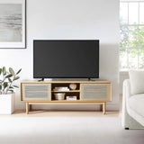 Minimalist TV Stand with Sliding Doors and Adjustable Shelves 59 Inch - TV Stands available at Alpine Outlets in Denver