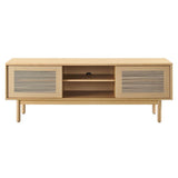 Minimalist TV Stand with Sliding Doors and Adjustable Shelves 59 Inch - TV Stands available at Alpine Outlets in Denver