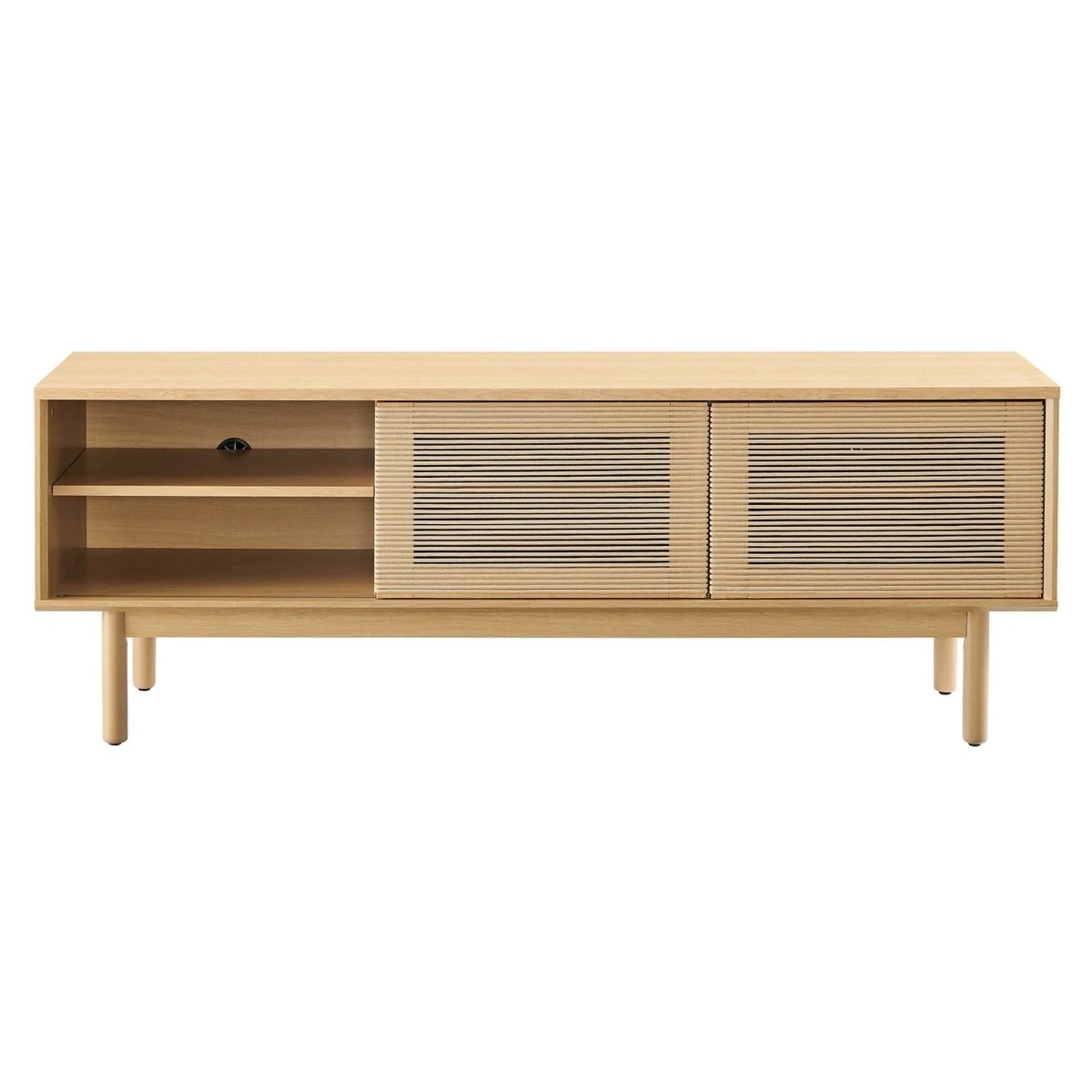 Minimalist TV Stand with Sliding Doors and Adjustable Shelves 59 Inch - TV Stands available at Alpine Outlets in Denver