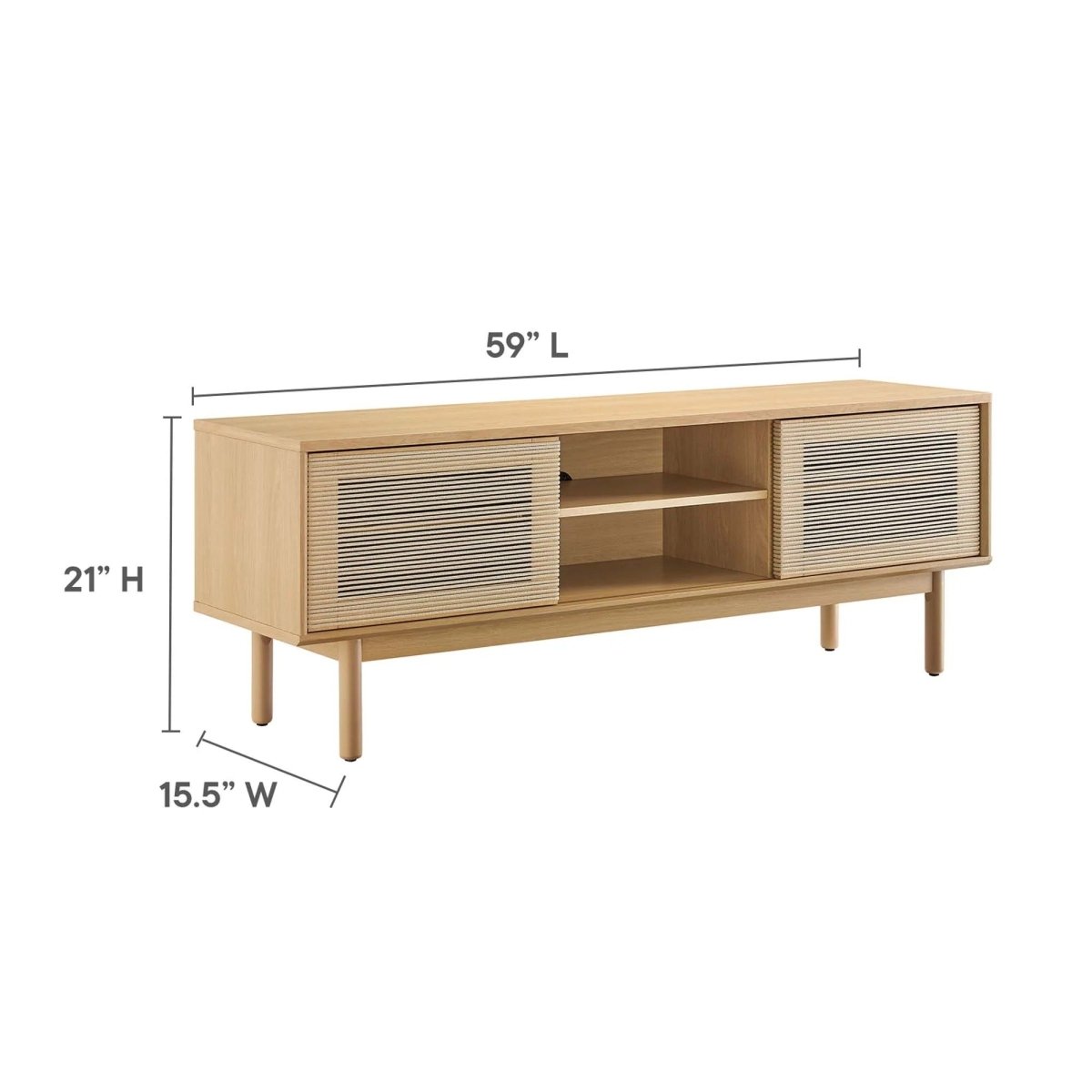 Minimalist TV Stand with Sliding Doors and Adjustable Shelves 59 Inch - TV Stands available at Alpine Outlets in Denver