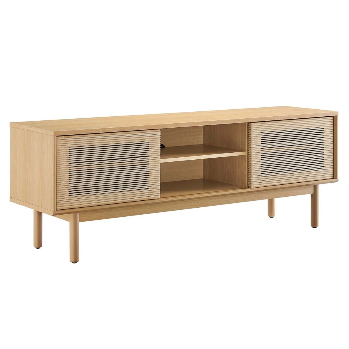 Minimalist TV Stand with Sliding Doors and Adjustable Shelves 59 Inch - TV Stands available at Alpine Outlets in Denver