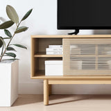 Minimalist TV Stand with Sliding Doors and Adjustable Shelves 59 Inch - TV Stands available at Alpine Outlets in Denver