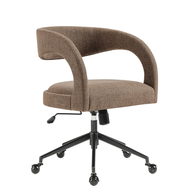 Mocha Upholstered Office Chair – Barrel Back Design - Workspace - Alpine Outlets