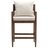 Modern Elm Wood Counter Stool with Slub Weave Fabric - Stools available at Alpine Outlets in Denver