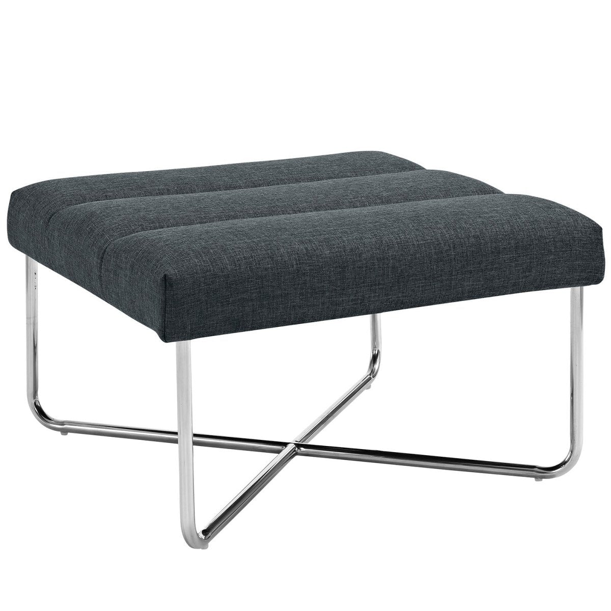 Modern Fabric Ottoman with Steel Base – Gray 26 Inch - Ottomans available at Alpine Outlets in Denver