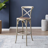 Modern Farmhouse X - Brace Back Elm Wood Bar Stool - Stools available at Alpine Outlets in Denver