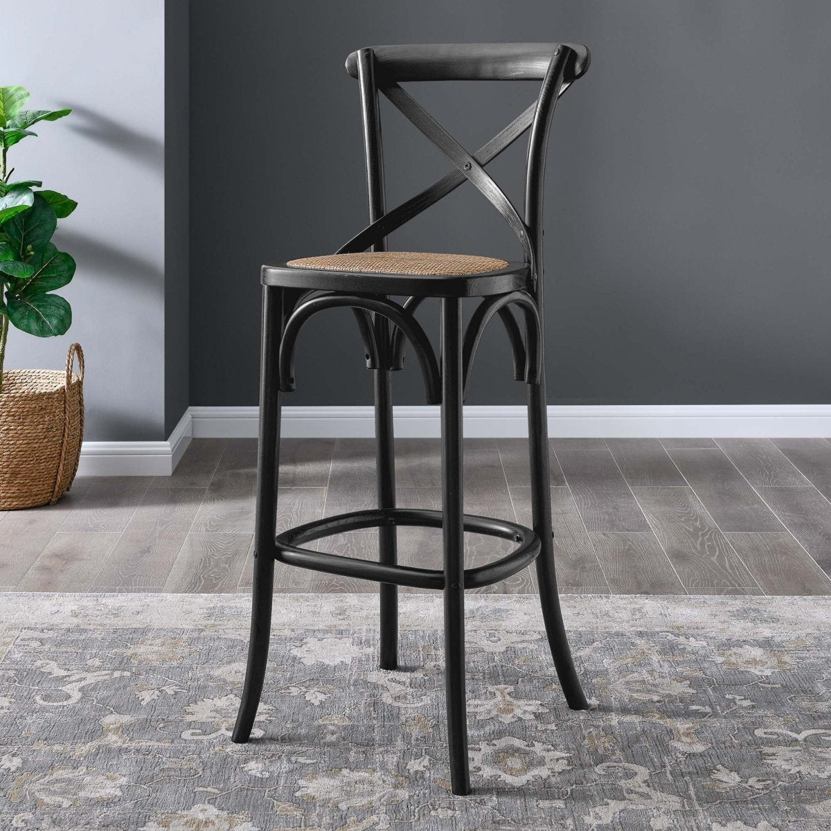 Modern Farmhouse X - Brace Back Elm Wood Bar Stool - Stools available at Alpine Outlets in Denver
