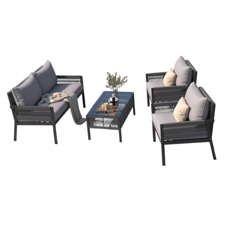 Modern Grey Metal 4 - Piece Outdoor Patio Set (ID N839274) - Outdoor Furniture Sets available at Alpine Outlets in Denver