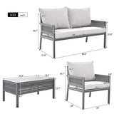 Modern Grey Metal 4-Piece Outdoor Patio Set (ID N839274) - Alpine Outlets