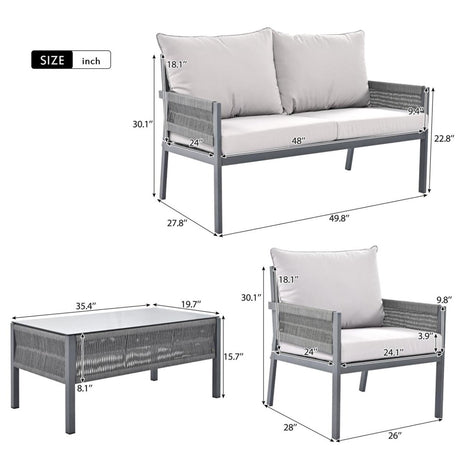 Modern Grey Metal 4 - Piece Outdoor Patio Set (ID N839274) - Outdoor Furniture Sets available at Alpine Outlets in Denver