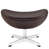 Modern Leather Ottoman with Aluminum Base – Sculptural 22 Inch - Ottomans available at Alpine Outlets in Denver