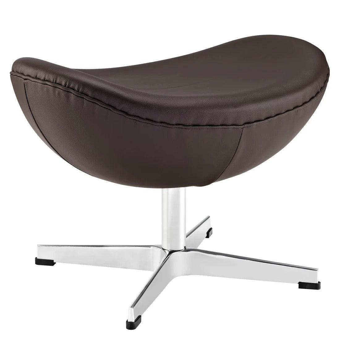 Modern Leather Ottoman with Aluminum Base – Sculptural 22 Inch - Ottomans available at Alpine Outlets in Denver