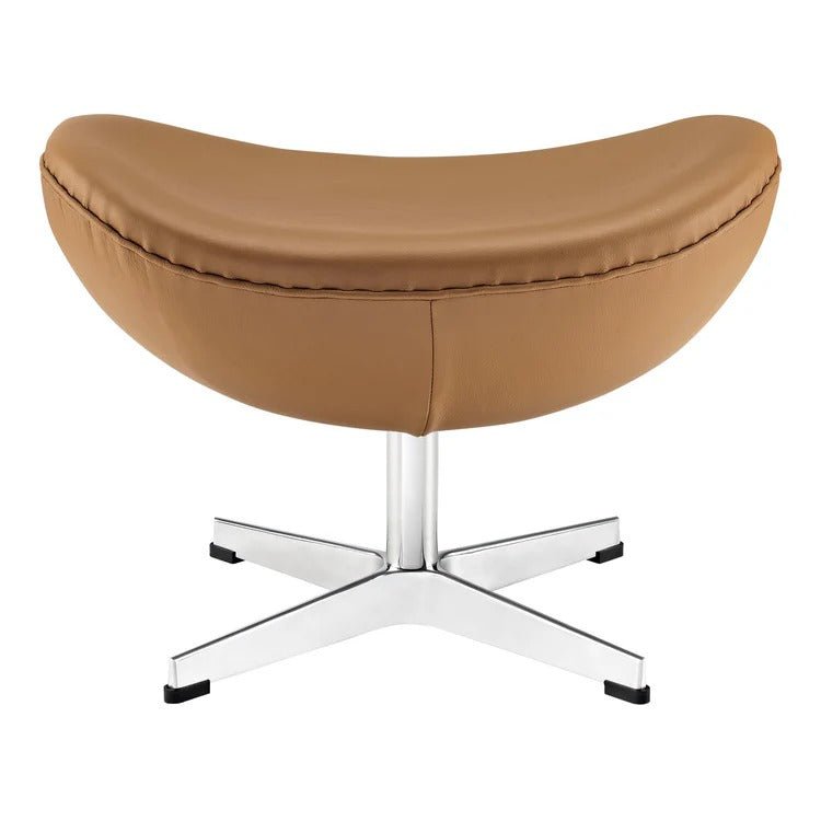 Modern Leather Ottoman with Aluminum Base – Sculptural 22 Inch - Ottomans available at Alpine Outlets in Denver