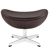 Modern Leather Ottoman with Aluminum Base – Sculptural 22 Inch - Ottomans available at Alpine Outlets in Denver