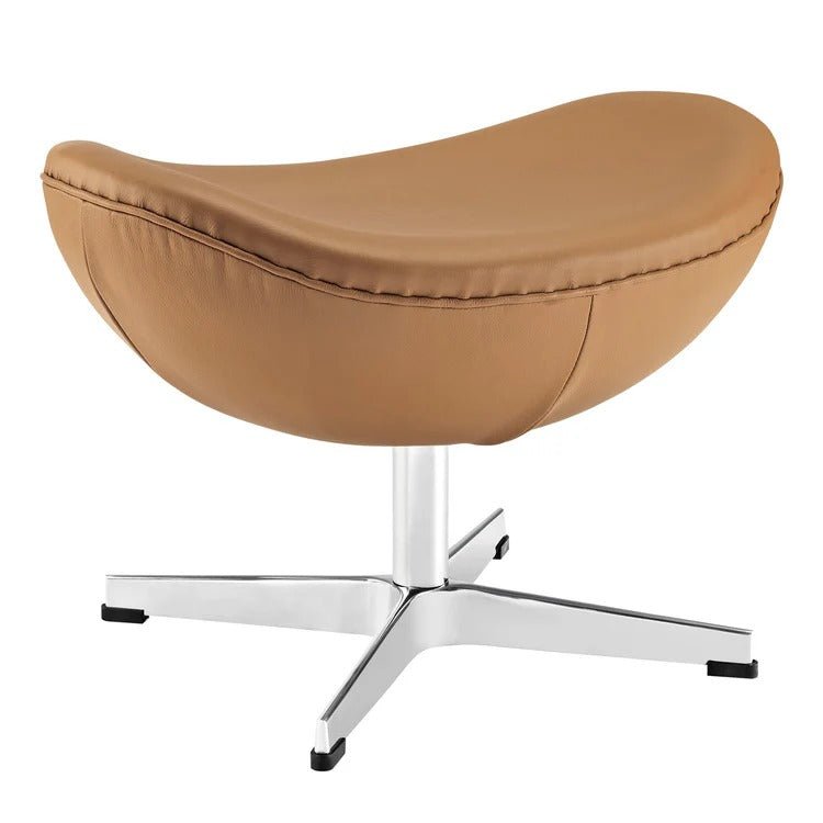 Modern Leather Ottoman with Aluminum Base – Sculptural 22 Inch - Ottomans available at Alpine Outlets in Denver