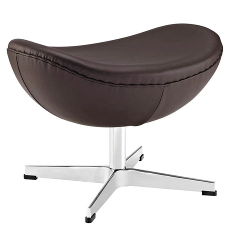 Modern Leather Ottoman with Aluminum Base – Sculptural 22 Inch - Ottomans available at Alpine Outlets in Denver