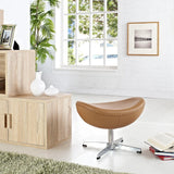 Modern Leather Ottoman with Aluminum Base – Sculptural 22 Inch - Ottomans available at Alpine Outlets in Denver