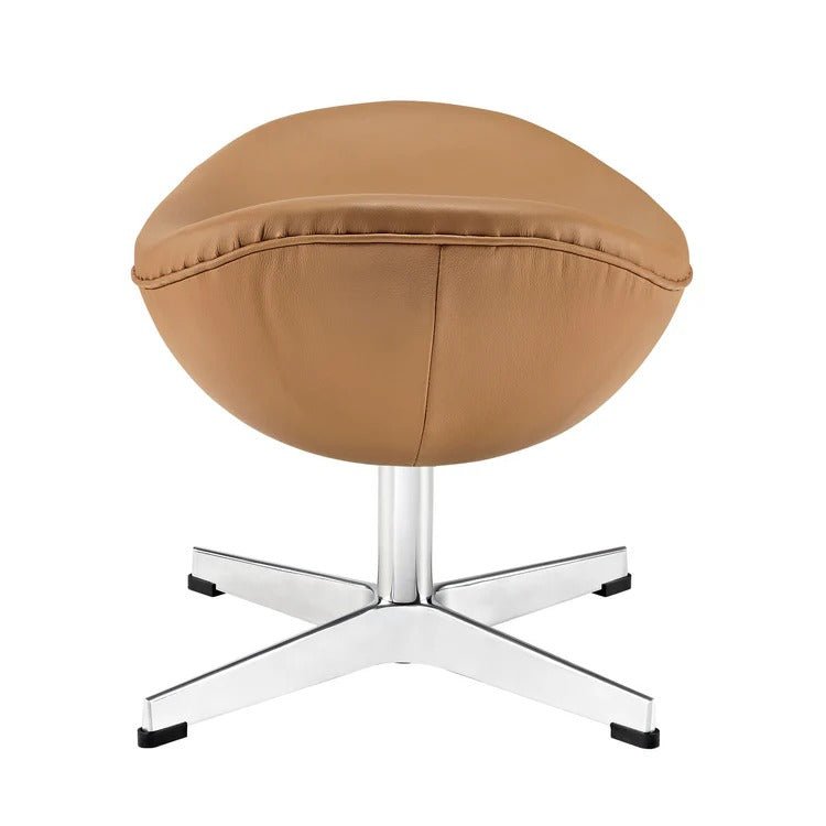 Modern Leather Ottoman with Aluminum Base – Sculptural 22 Inch - Ottomans available at Alpine Outlets in Denver