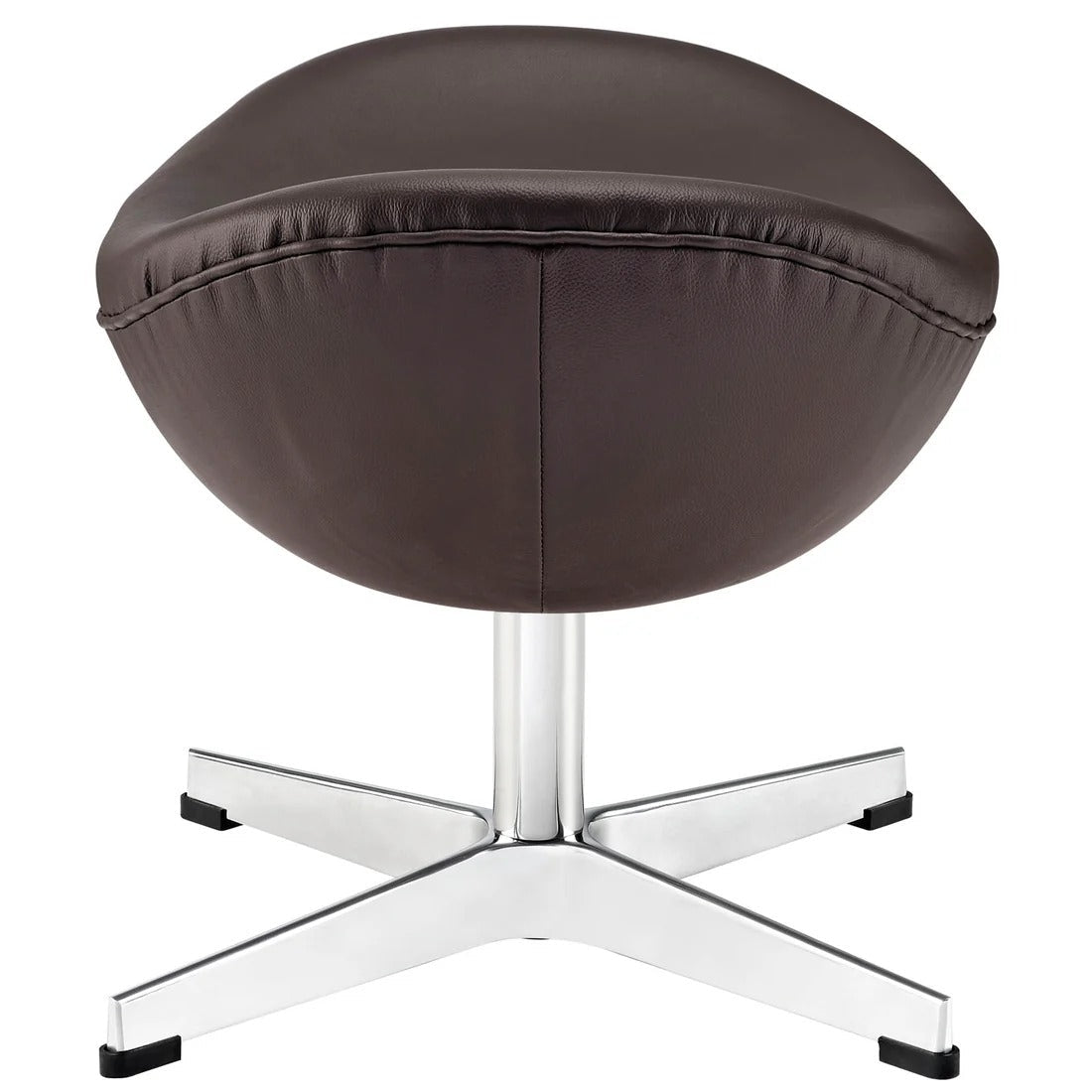 Modern Leather Ottoman with Aluminum Base – Sculptural 22 Inch - Ottomans available at Alpine Outlets in Denver