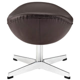 Modern Leather Ottoman with Aluminum Base – Sculptural 22 Inch - Ottomans available at Alpine Outlets in Denver