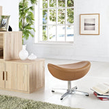 Modern Leather Ottoman with Aluminum Base – Sculptural 22 Inch - Ottomans available at Alpine Outlets in Denver