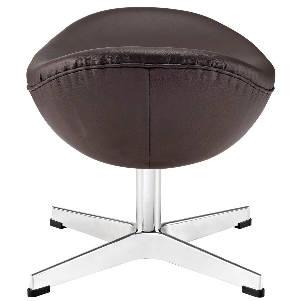 Modern Leather Ottoman with Aluminum Base – Sculptural 22 Inch - Ottomans available at Alpine Outlets in Denver