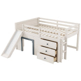 Modern Low Loft Bed With Slide, 3 Storage Drawers, And 2 Doors - Loft Beds available at Alpine Outlets in Denver