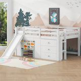 Modern Low Loft Bed With Slide, 3 Storage Drawers, And 2 Doors - Loft Beds available at Alpine Outlets in Denver