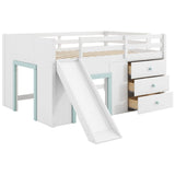 Modern Low Loft Bed With Slide, 3 Storage Drawers, And 2 Doors - Loft Beds available at Alpine Outlets in Denver