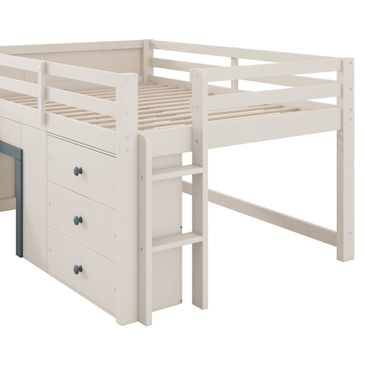 Modern Low Loft Bed With Slide, 3 Storage Drawers, And 2 Doors - Loft Beds available at Alpine Outlets in Denver