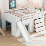 Modern Low Loft Bed With Slide, 3 Storage Drawers, And 2 Doors - Loft Beds available at Alpine Outlets in Denver