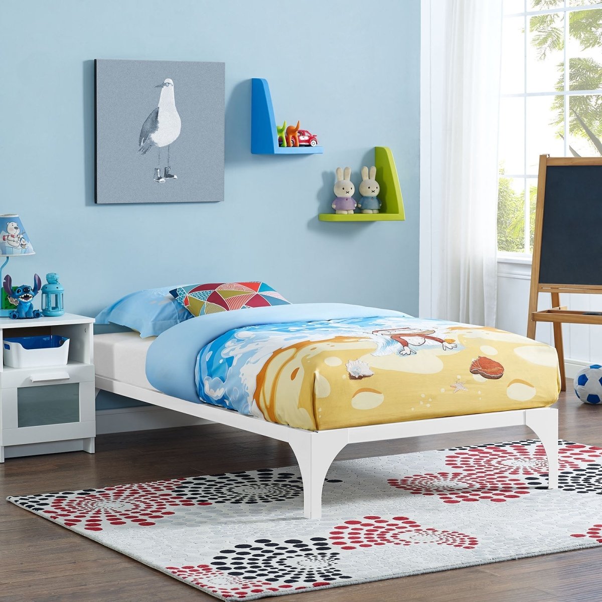 Modern Minimalist Steel and Wood Slatted Twin Platform Bed Frame - Platform Bed available at Alpine Outlets in Denver