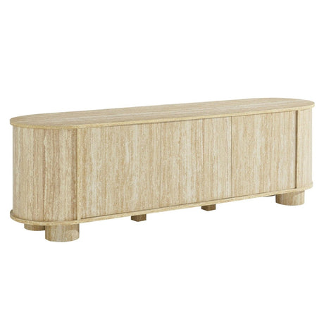 Modern Oval TV Stand with Push to Open Doors and Storage 63 Inch - TV Stands available at Alpine Outlets in Denver