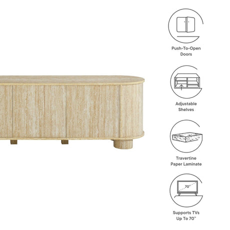 Modern Oval TV Stand with Push to Open Doors and Storage 63 Inch - TV Stands available at Alpine Outlets in Denver