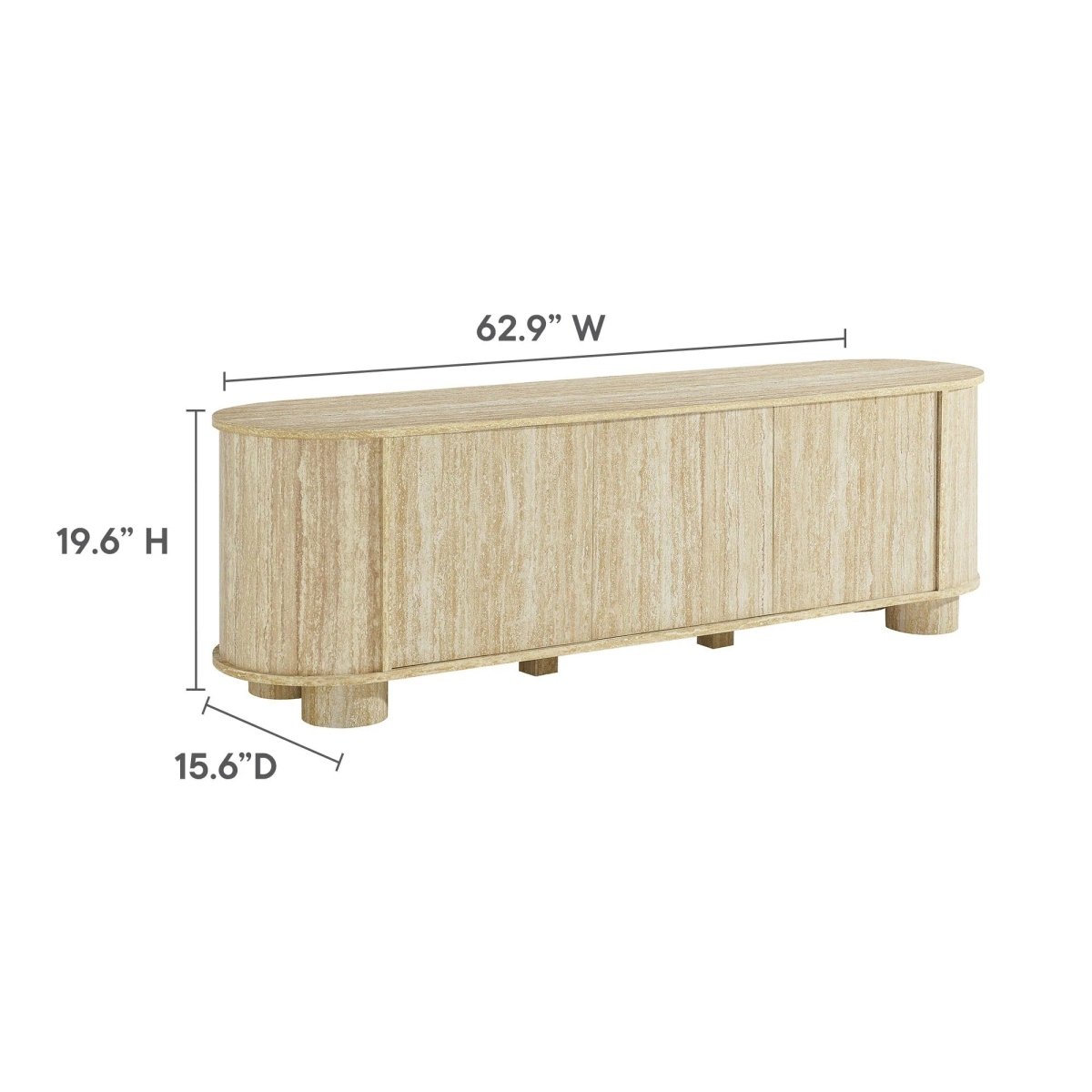 Modern Oval TV Stand with Push to Open Doors and Storage 63 Inch - TV Stands available at Alpine Outlets in Denver
