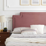 Modern Performance Velvet Platform Bed with French Piping and Gold Detail - Platform Bed available at Alpine Outlets in Denver