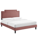 Modern Performance Velvet Platform Bed with French Piping - Platform Bed available at Alpine Outlets in Denver