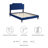 Modern Performance Velvet Platform Bed with French Piping - Platform Bed available at Alpine Outlets in Denver