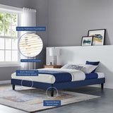Modern Performance Velvet Platform Bed with French Piping - Platform Bed available at Alpine Outlets in Denver