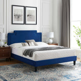 Modern Performance Velvet Platform Bed with French Piping - Platform Bed available at Alpine Outlets in Denver