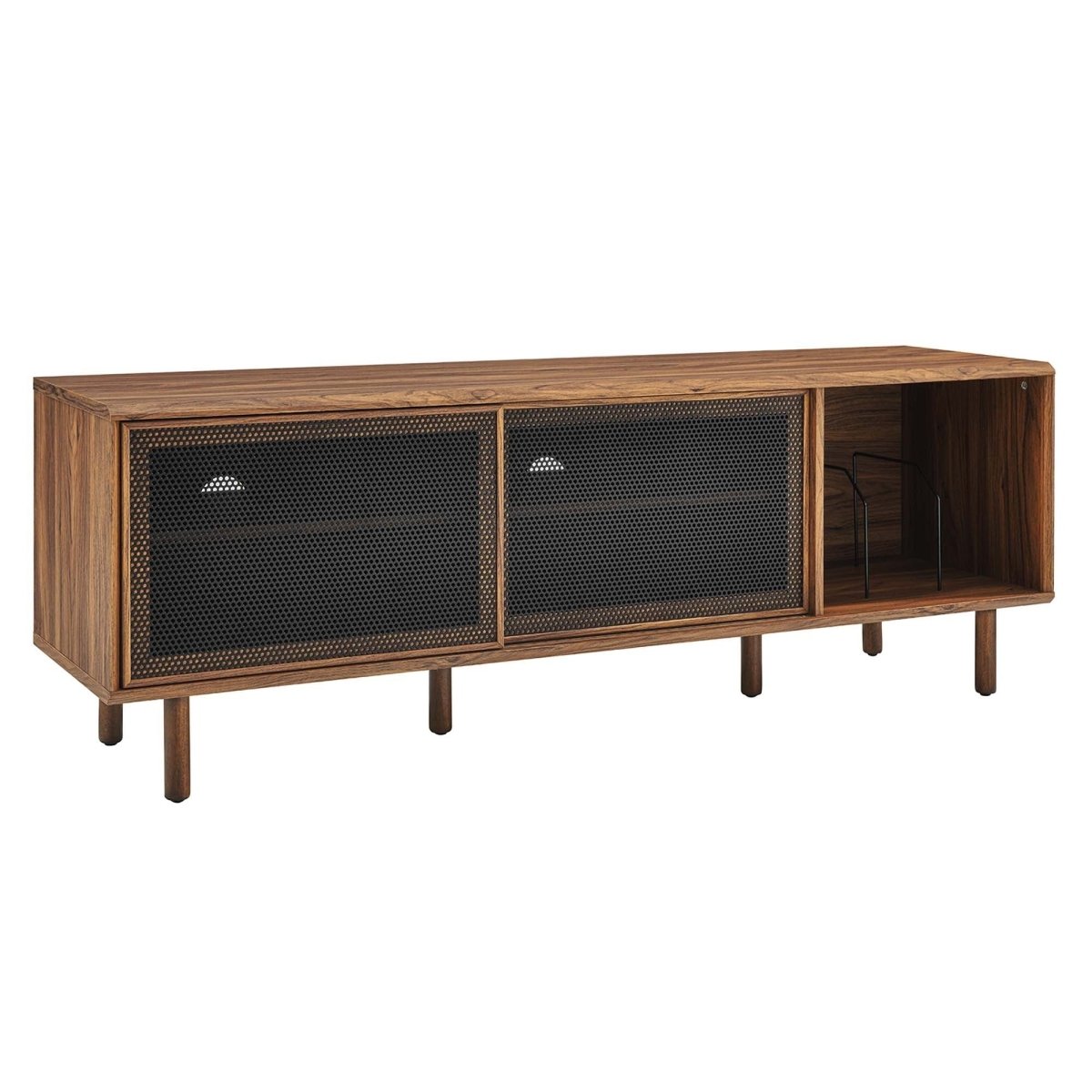 Modern TV and Vinyl Record Stand with Mesh Sliding Doors 67 Inch - TV Stands available at Alpine Outlets in Denver