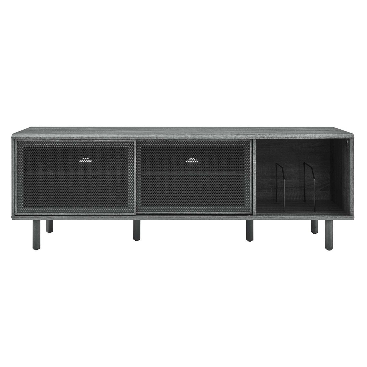 Modern TV and Vinyl Record Stand with Mesh Sliding Doors 67 Inch - TV Stands available at Alpine Outlets in Denver
