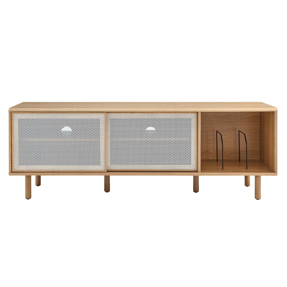 Modern TV and Vinyl Record Stand with Mesh Sliding Doors 67 Inch - TV Stands available at Alpine Outlets in Denver