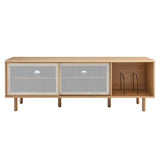 Modern TV and Vinyl Record Stand with Mesh Sliding Doors 67 Inch - TV Stands available at Alpine Outlets in Denver