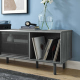 Modern TV and Vinyl Record Stand with Mesh Sliding Doors 67 Inch - TV Stands available at Alpine Outlets in Denver