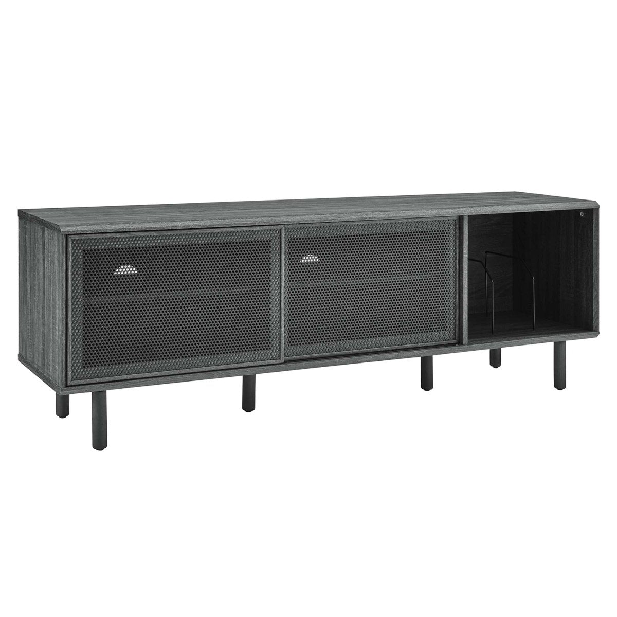 Modern TV and Vinyl Record Stand with Mesh Sliding Doors 67 Inch - TV Stands available at Alpine Outlets in Denver