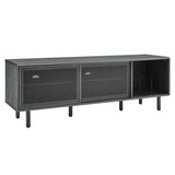 Modern TV and Vinyl Record Stand with Mesh Sliding Doors 67 Inch - TV Stands available at Alpine Outlets in Denver