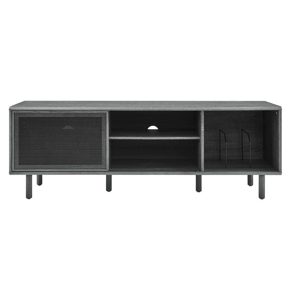 Modern TV and Vinyl Record Stand with Mesh Sliding Doors 67 Inch - TV Stands available at Alpine Outlets in Denver