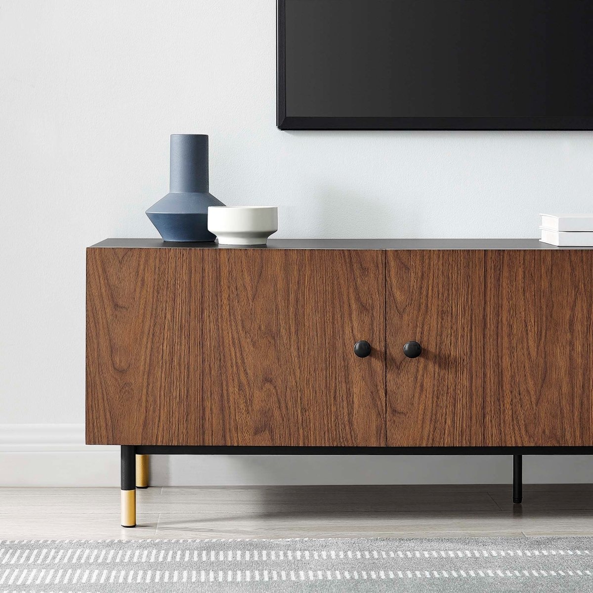 Modern TV Stand with Hinged Doors and Open Storage 60 Inch - TV Stands available at Alpine Outlets in Denver